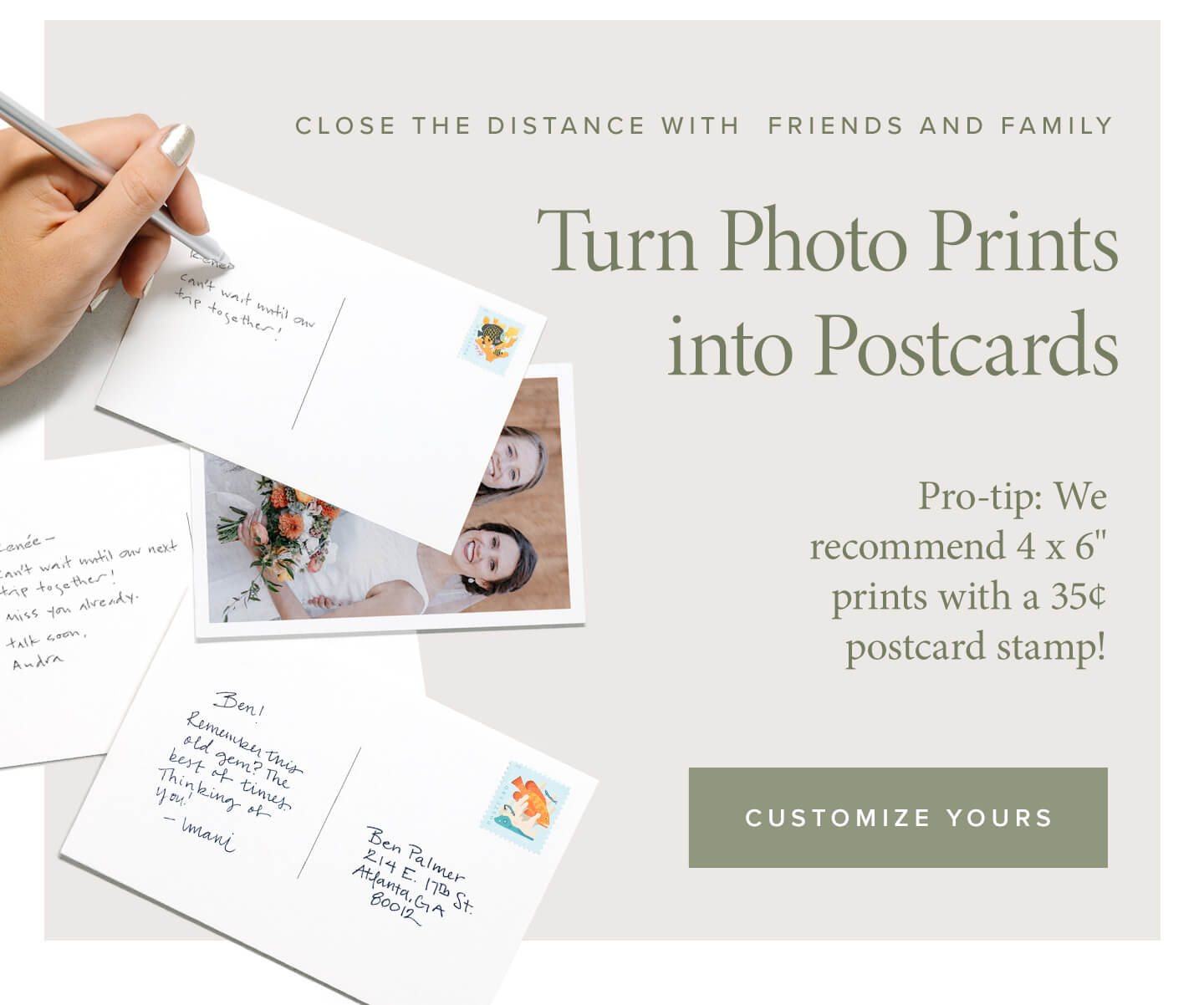 Turn Photo Prints into Postcards | Customize Yours