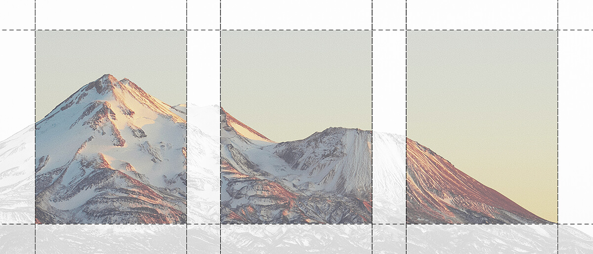 Diagram showing how to crop a photo into multiple images for a gallery wall