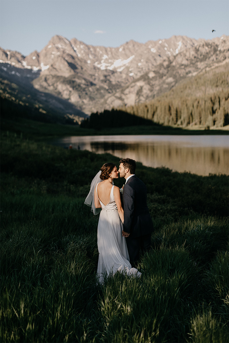 Portrait of bride and groom enjoying a moment alone