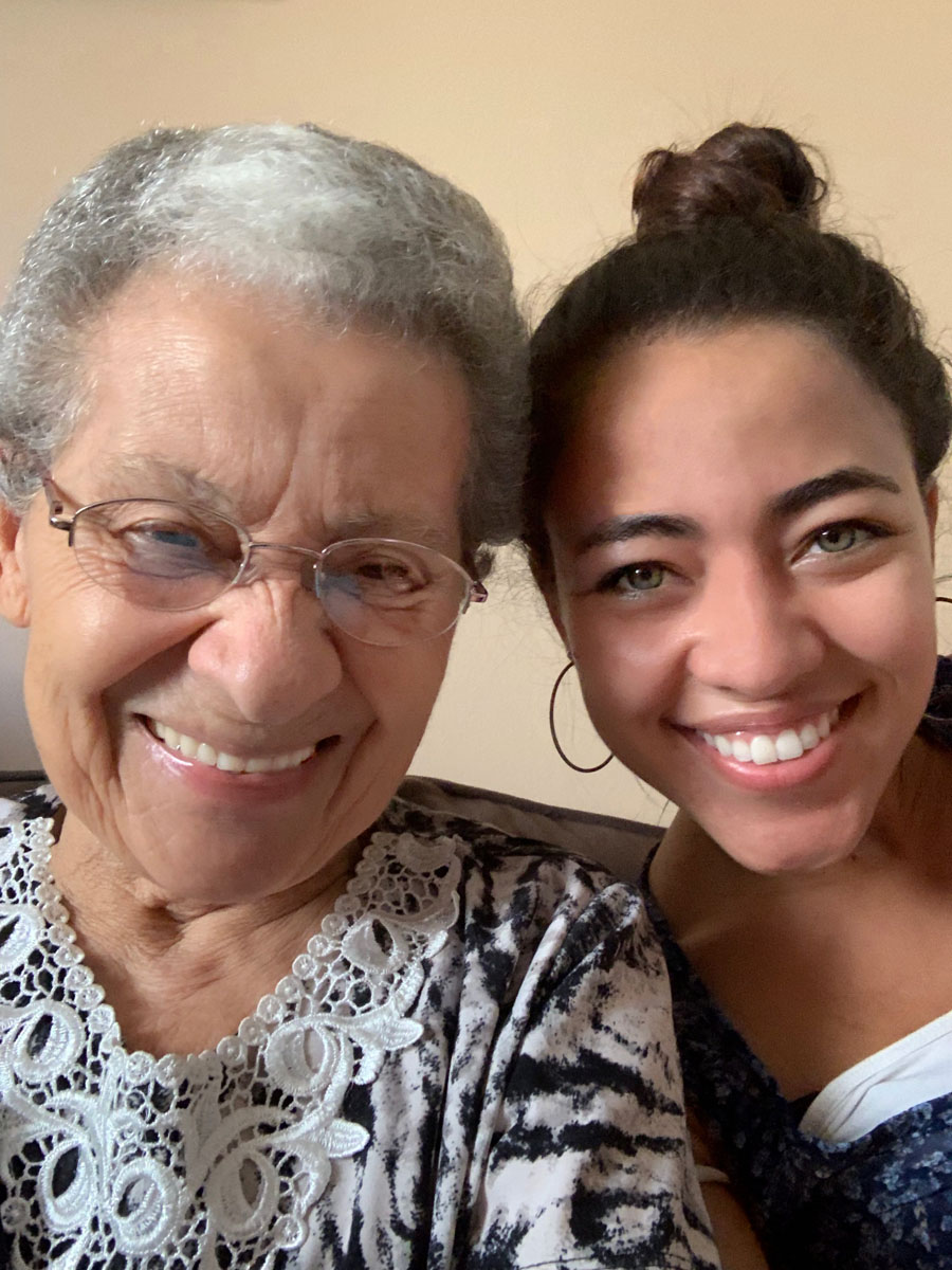 Selfie of grandmother and granddaughter